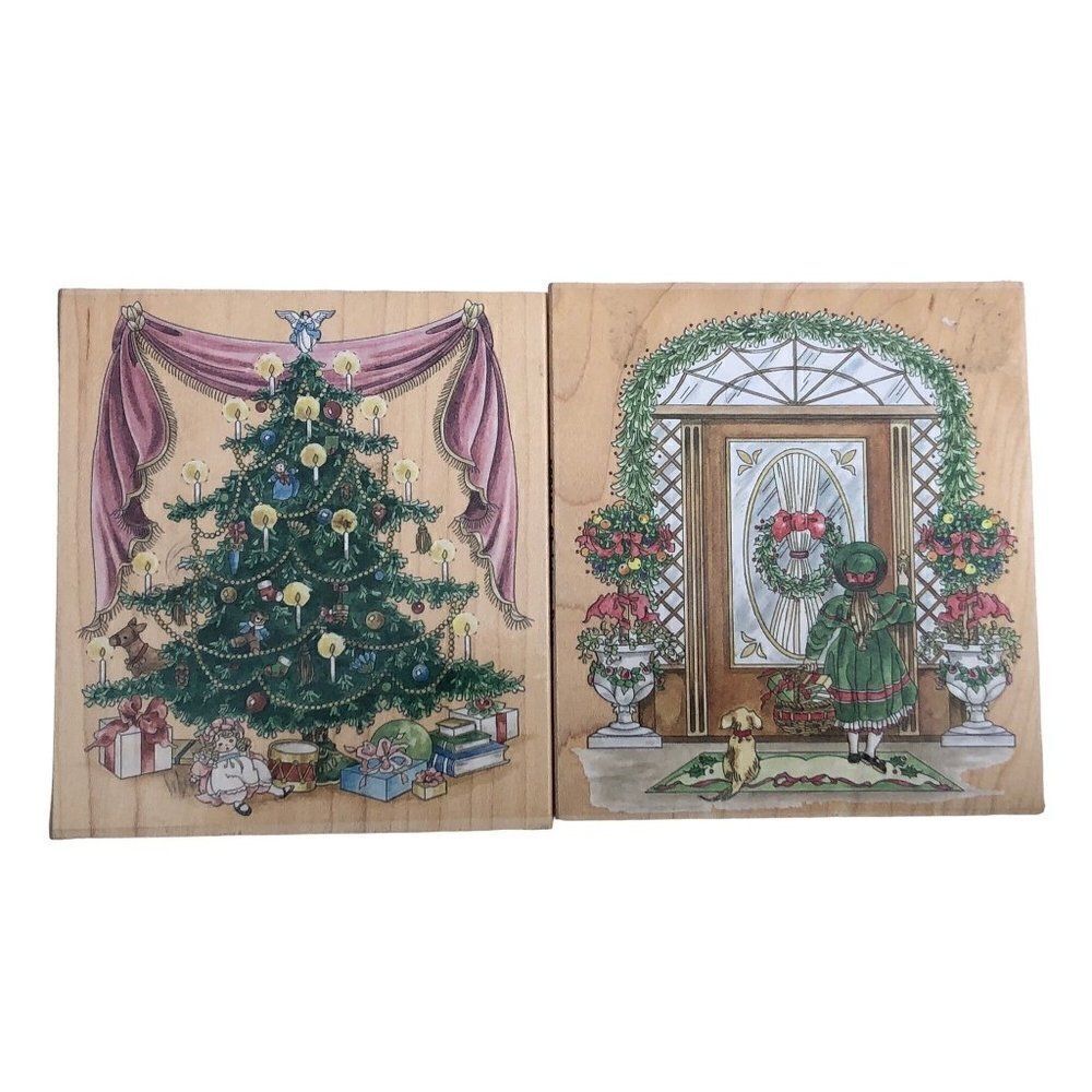 Two Large Rubber Mount Stamps Victorian Christmas STAMPS HAPPEN